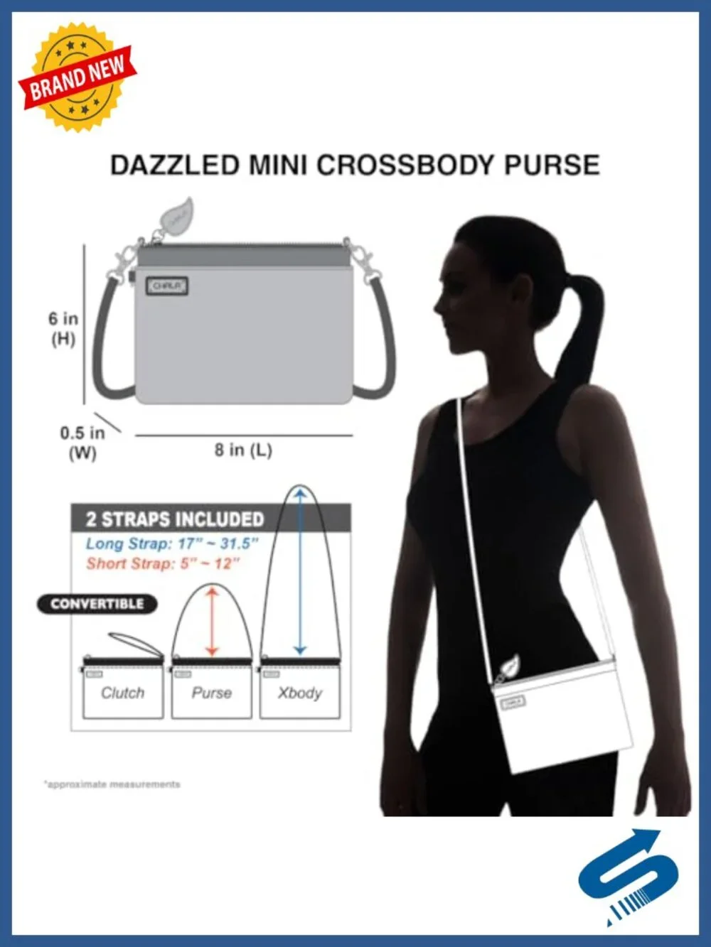 Mini Crossbody Purse with Convertible Strap Faux Leather Zip Closure